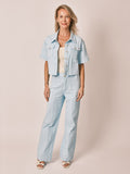 Veste bleu clair VILMA 100% coton femme, BABY BLUE, taille XS, porté par Jessica (1m75) (FAM PARIS) – photo 1
