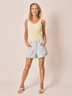 Short ample bleu clair AYEL en coton femme, BABY BLUE, taille XS, porté par Jessica (1m75) (FAM PARIS) – photo 1