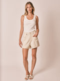 Short ample AYEL en coton femme, BEIGE, taille XS, porté par Zoé (1m76) (FAM PARIS) – photo 1