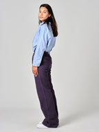 Pantalon évasé navy FRANCINE femme, NAVY, taille XS, porté par Valentine (1m70) – photo 3