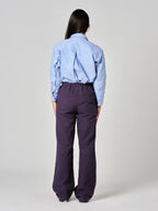 Pantalon évasé navy FRANCINE femme, NAVY, taille XS, porté par Valentine (1m70) – photo 4