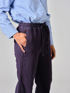 Pantalon évasé navy FRANCINE femme, NAVY, taille XS, porté par Valentine (1m70) – photo 5