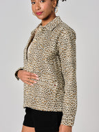 Veste en jean léopard VIVIAN femme, LEOPARD, taille XS, porté par Shazney (1m75) – photo 5