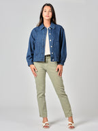 Veste oversize en jean VICKY STRIPE femme, STRIPE, taille XS, porté par Valentine (1m70) (F.A.M. JEANS) – photo 1