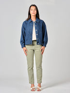 Veste oversize en jean VICKY STRIPE femme, STRIPE, taille XS, porté par Valentine (1m70) – photo 2