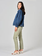 Veste oversize en jean VICKY STRIPE femme, STRIPE, taille XS, porté par Valentine (1m70) – photo 3