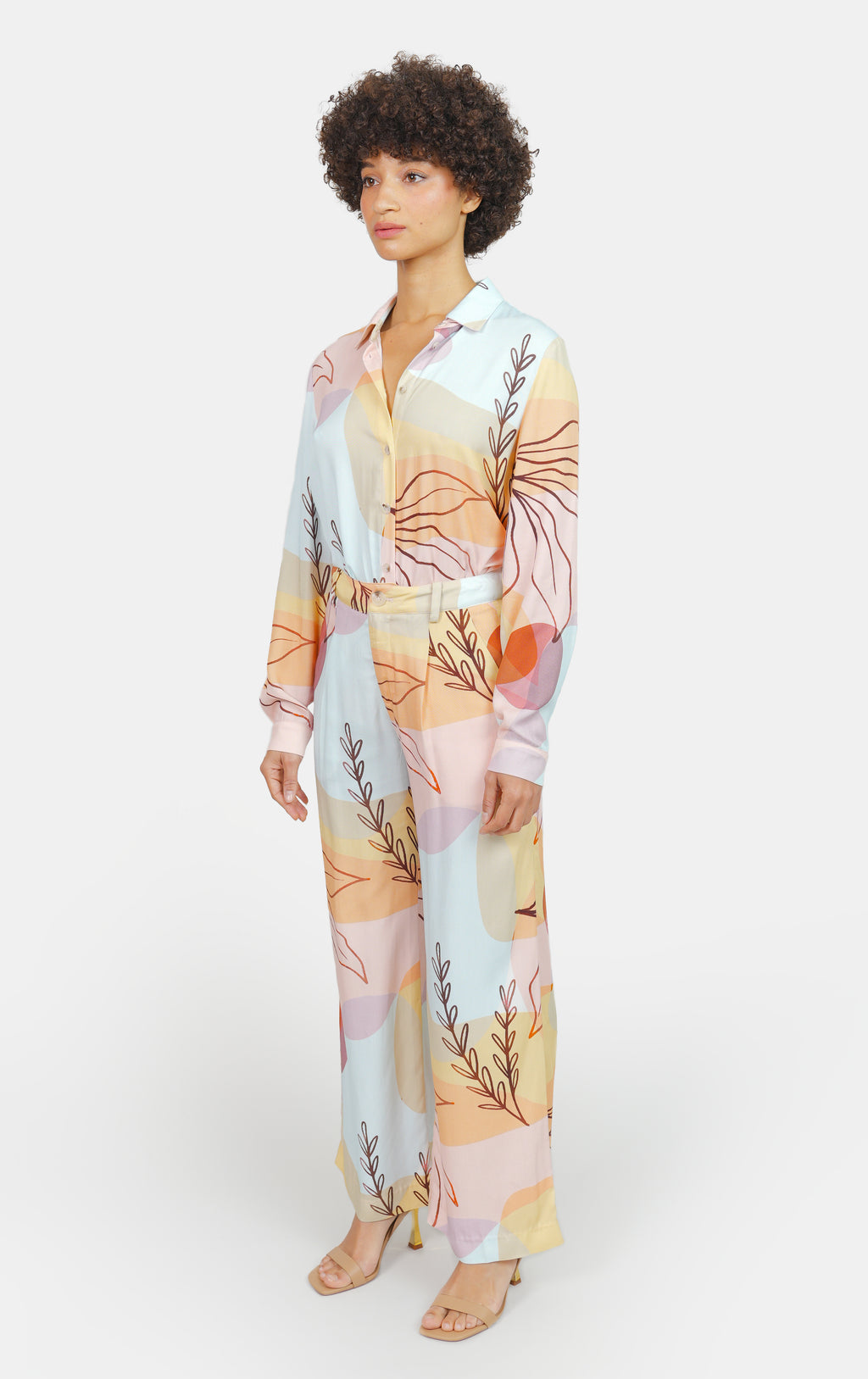 Pantalon imprimé Céramic RUBY femme, CERAMIC, taille XS, porté par Marie (1m71) – photo 5