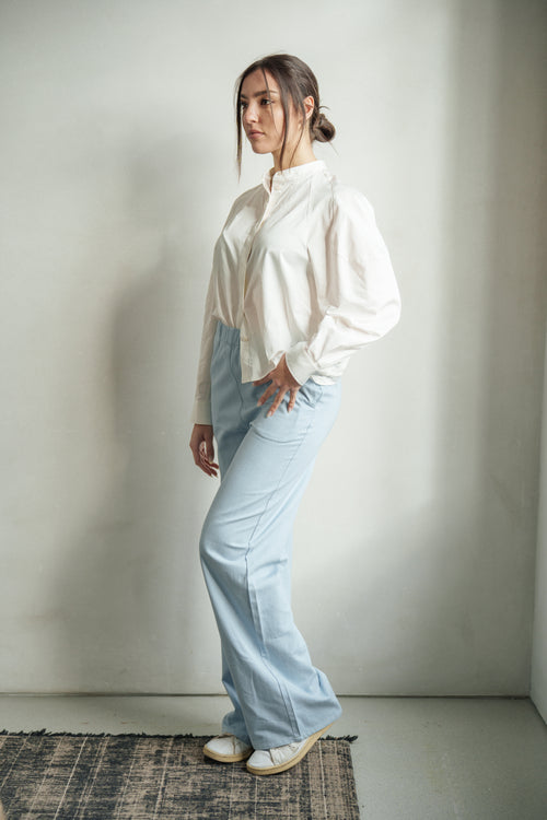 Jean évasé léger bleu FANY femme, LIGHT BLUE, taille XS, porté par Mathilde (1m72) (FAM PARIS) – photo 1