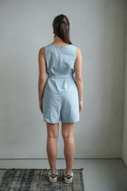 Combinaison short bleu DIANE femme, LIGHT BLUE, taille XS, porté par Mathilde (1m72) – photo 2