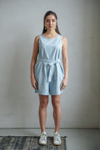 Combinaison short bleu DIANE femme, LIGHT BLUE, taille XS, porté par Mathilde (1m72) – photo 4