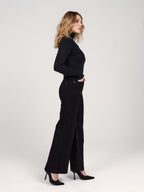 Jean large taille haute FLEURE femme, BLACK, taille XS, porté par Priscilla (1m76) – photo 2