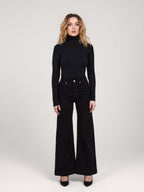 Jean large taille haute FLEURE femme, BLACK, taille XS, porté par Priscilla (1m76) – photo 5