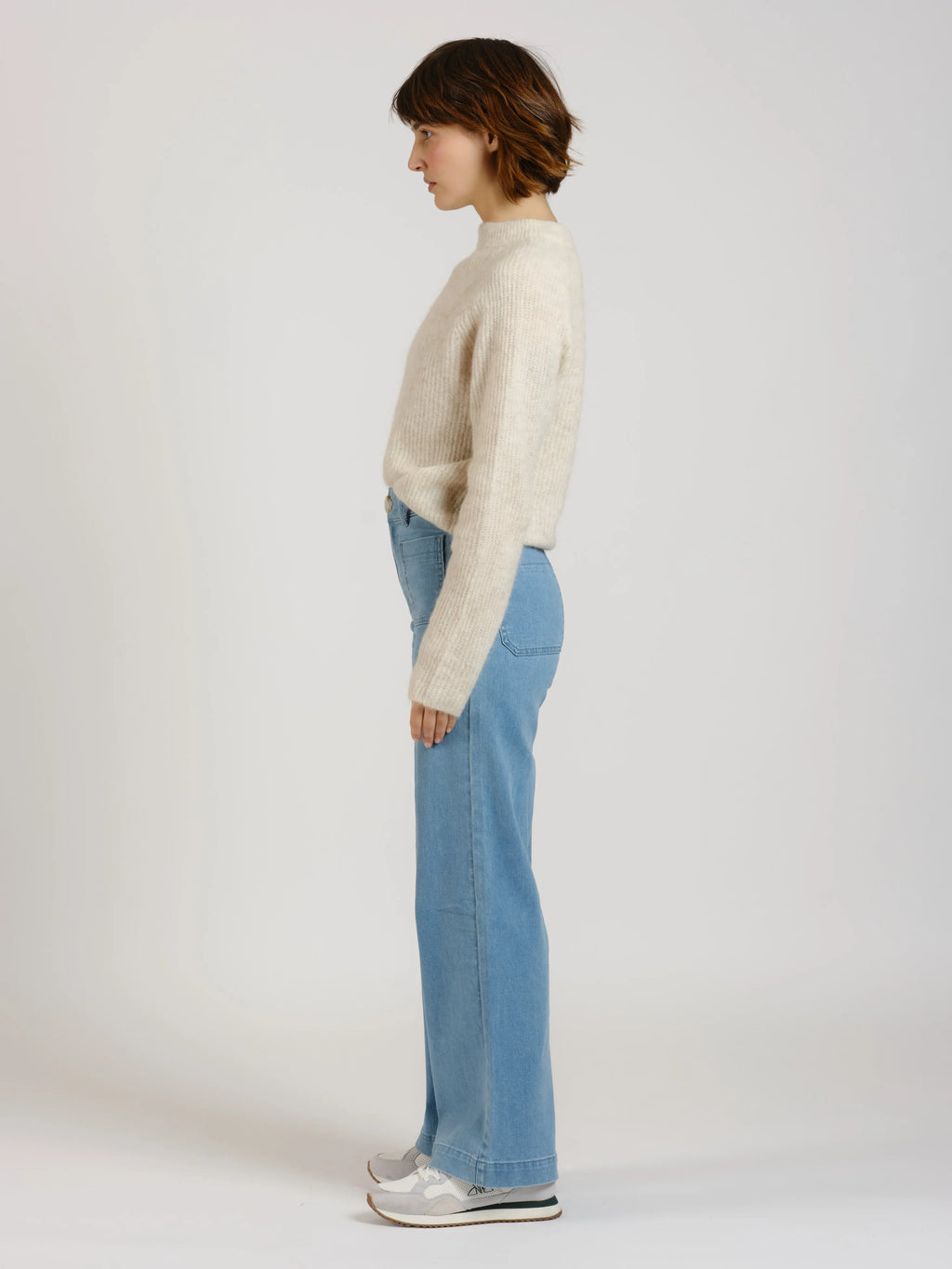 Jean évasé taille haute bleu FAUVE femme, BLUE, taille XS, porté par Sarah (1m72) (F.A.M. JEANS) – photo 1