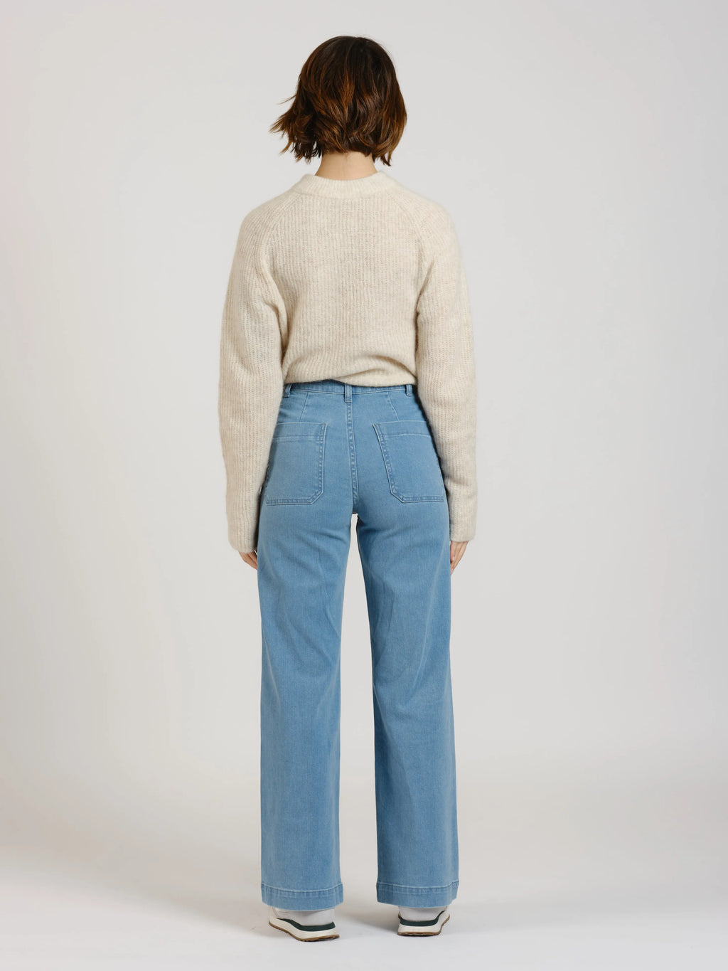 Jean évasé taille haute bleu FAUVE femme, BLUE, taille XS, porté par Sarah (1m72) – photo 4