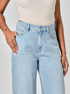 Jean large taille haute FLORA femme, BLUE, taille XS, porté par Shazney (1m75) – photo 4