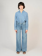 Jean large long bleu FLORA femme, BLUE, taille XS, porté par Sarah (1m72) – photo 4