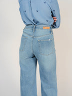 Jean large long bleu FLORA femme, BLUE, taille XS, porté par Sarah (1m72) – photo 5