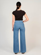 Jean évasé bleu FILIN femme, BLUE, taille XS, porté par Mélissa (1m70) – photo 5
