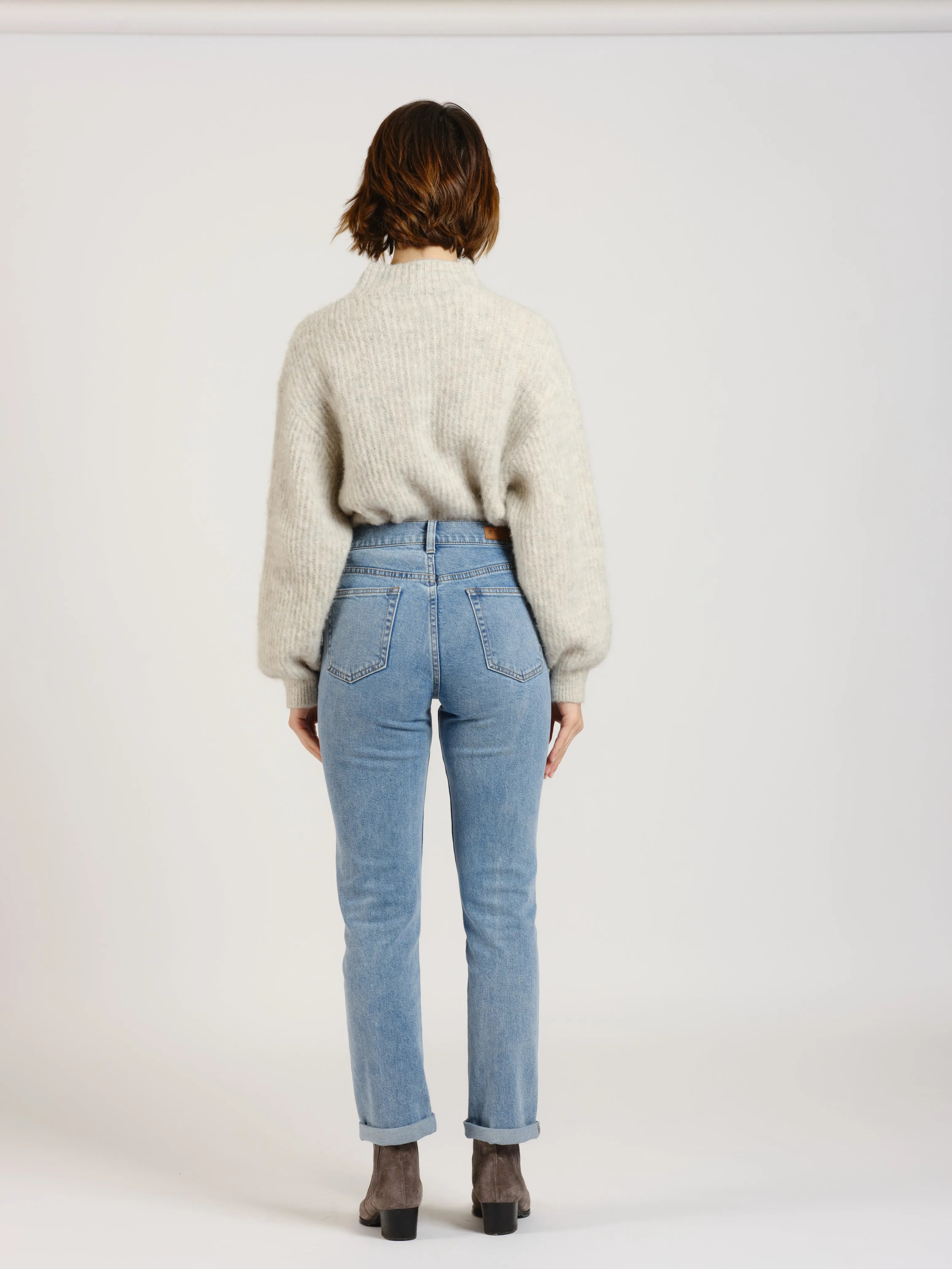 Jean mom taille mi-haute blue PATRICIA MFN femme, BLUE, taille 25, porté par Sarah (1m72) – photo 3