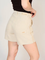 Short court taille haute écru AXELLE femme, GREIGE, taille XS, porté par Sarah (1m72) – photo 5