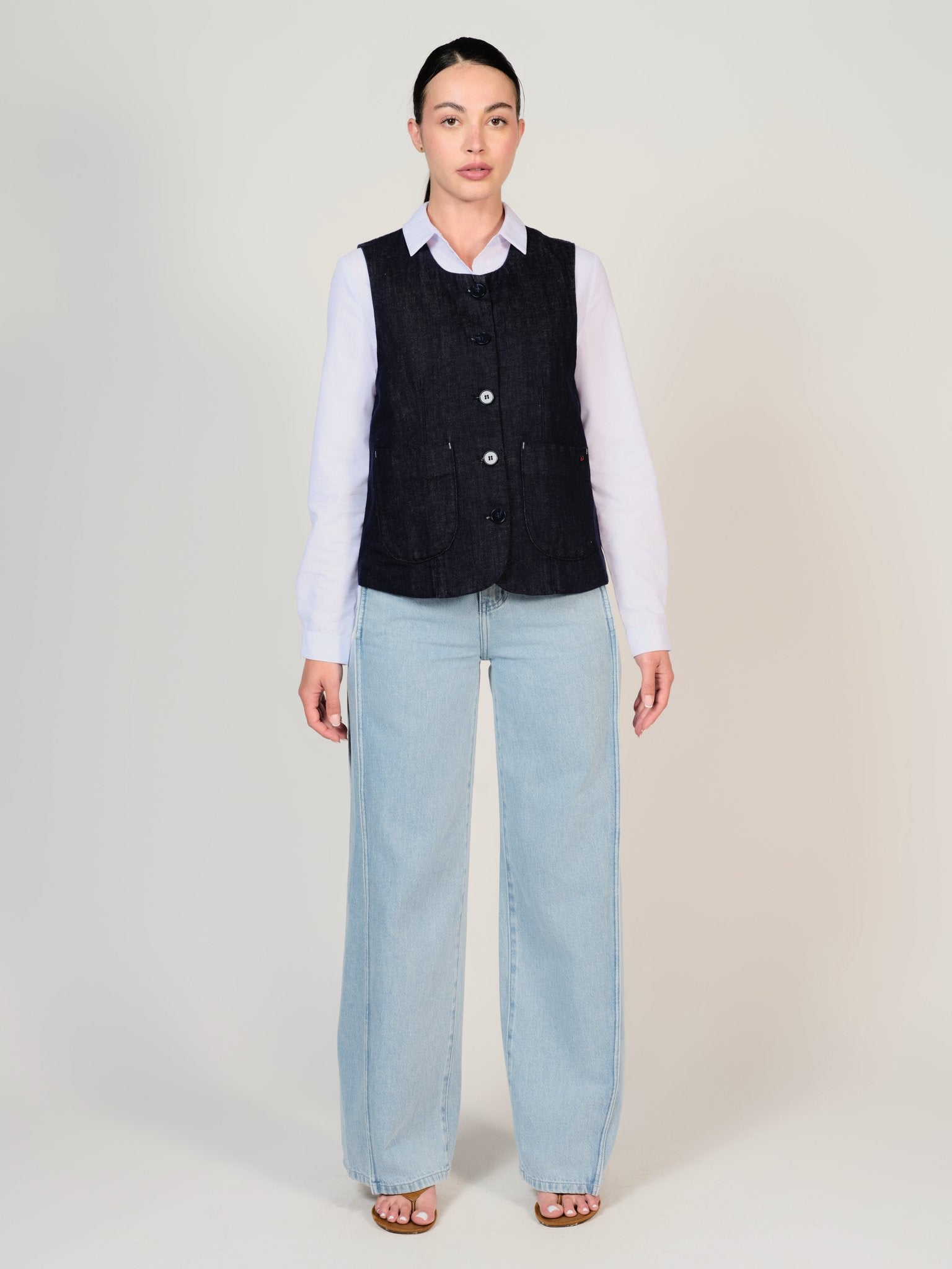 Haut indigo IREN femme, INDIGO, taille XS, porté par Mélissa (1m70) – photo 2