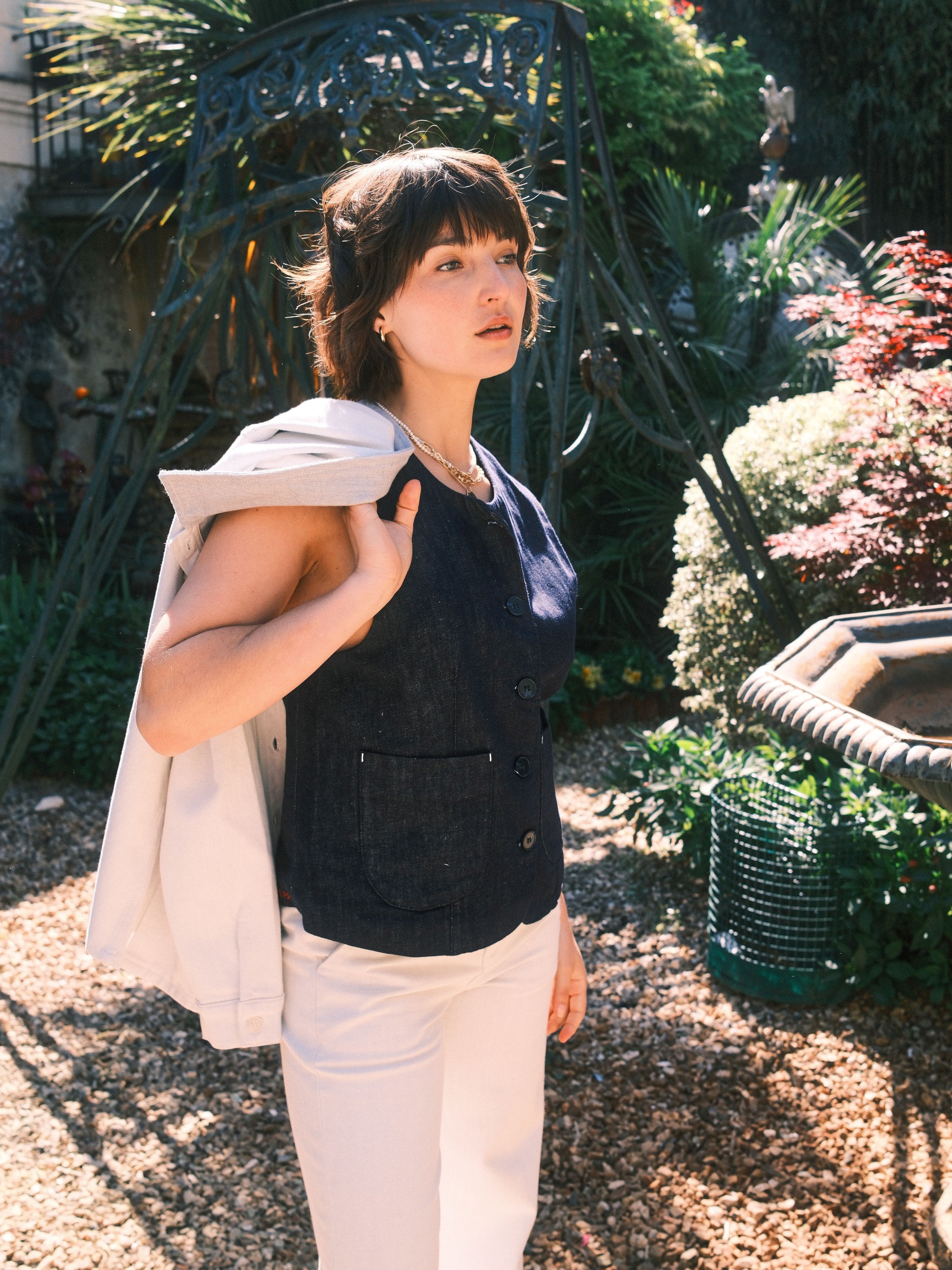 Haut indigo IREN femme, INDIGO, taille XS, porté par Mélissa (1m70) – photo 6