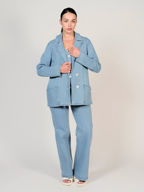 Veste en jean bleu INES femme, BLUE, taille XS, porté par Mélissa (1m70) (F.A.M. JEANS) – photo 1