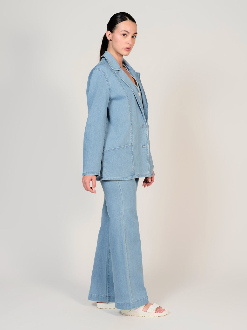 Veste en jean bleu INES femme, BLUE, taille XS, porté par Mélissa (1m70) – photo 3