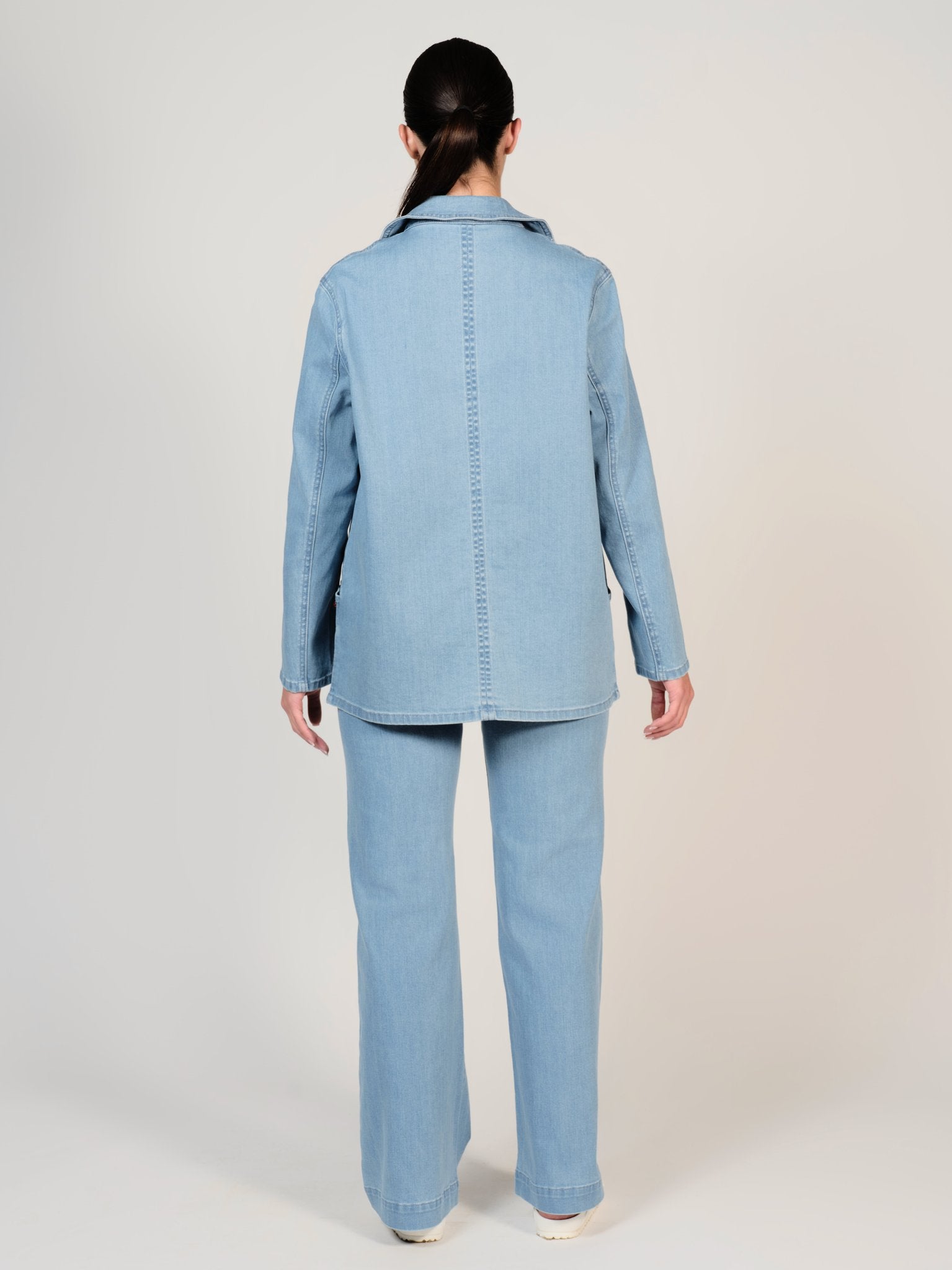 Veste en jean bleu INES femme, BLUE, taille XS, porté par Mélissa (1m70) – photo 4