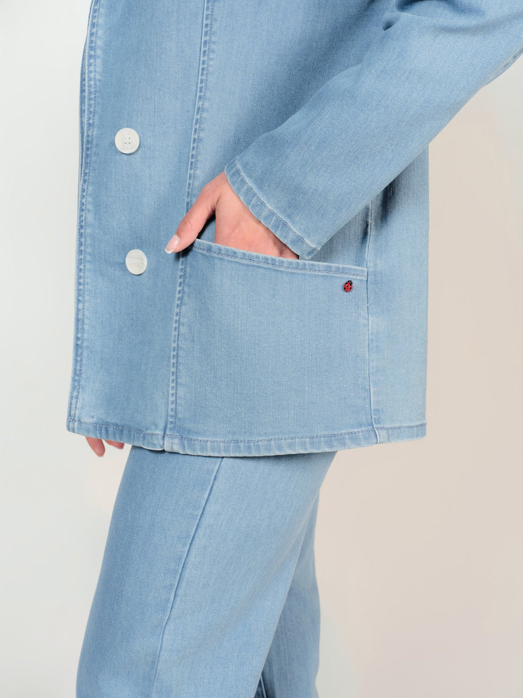 Veste en jean bleu INES femme, BLUE, taille XS, porté par Mélissa (1m70) – photo 5