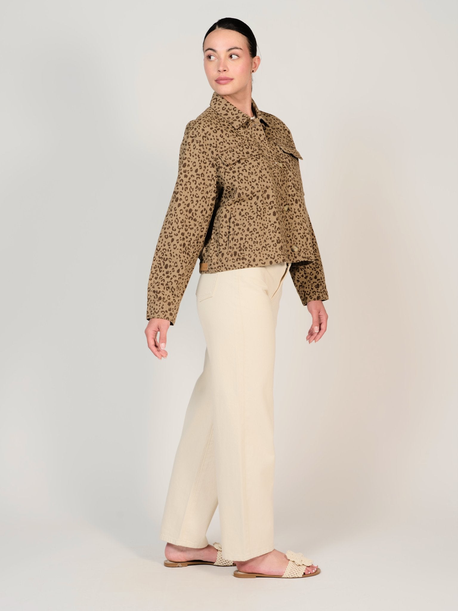 Vest oversize léopard VALANCE femme, LEOPARD, taille XS, porté par Mélissa (1m70) – photo 3