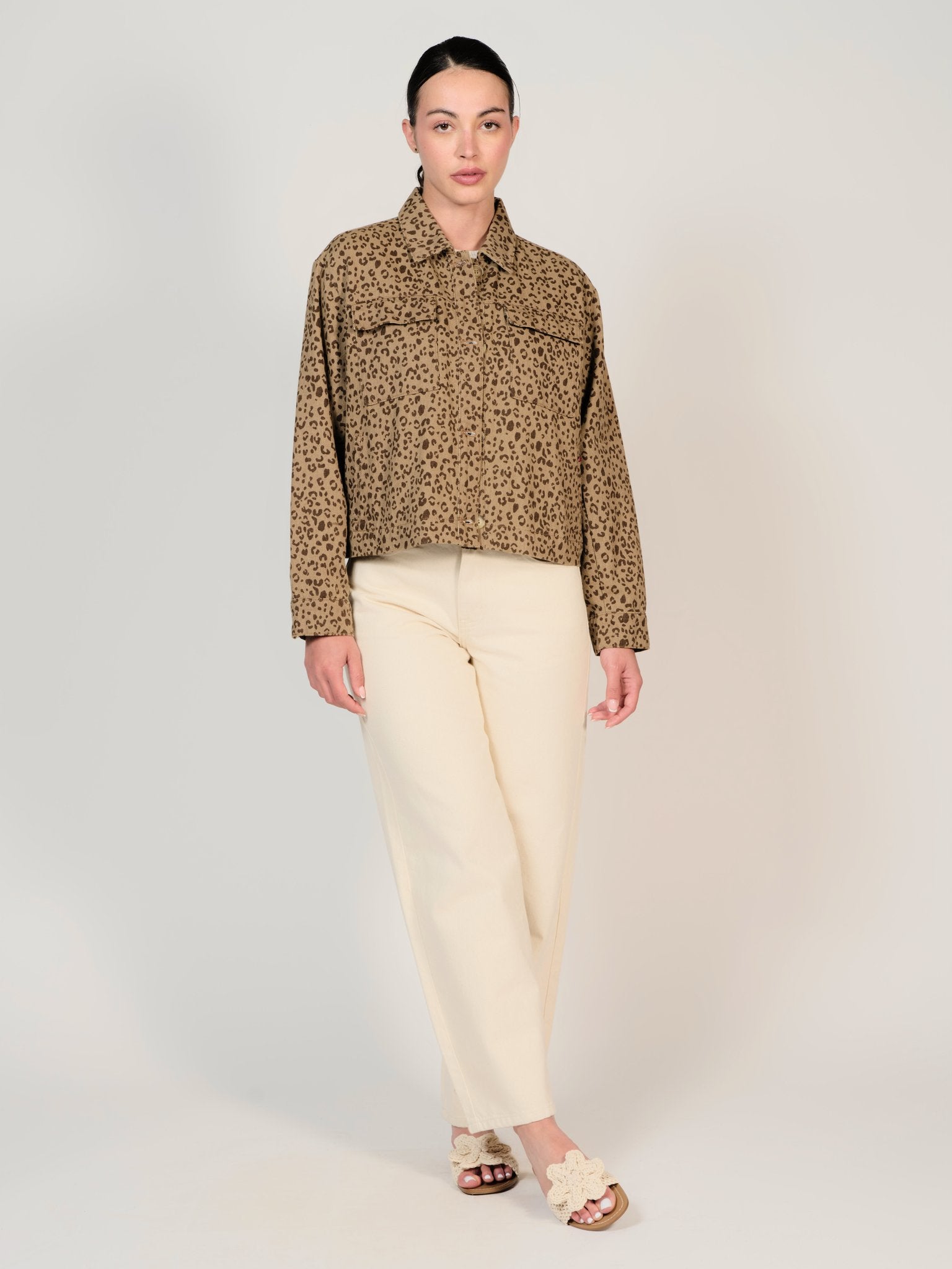 Vest oversize léopard VALANCE femme, LEOPARD, taille XS, porté par Mélissa (1m70) – photo 4