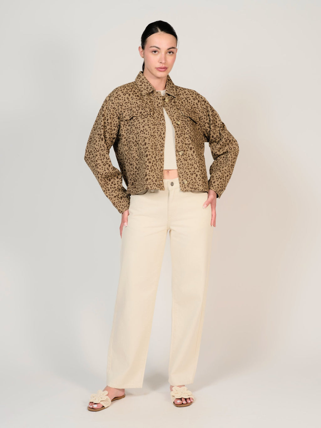 Vest oversize léopard VALANCE femme, LEOPARD, taille XS, porté par Mélissa (1m70) – photo 5