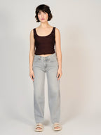 Jean baggy gris LENA femme, GREY, taille XS, porté par Sarah (1m72) – photo 4