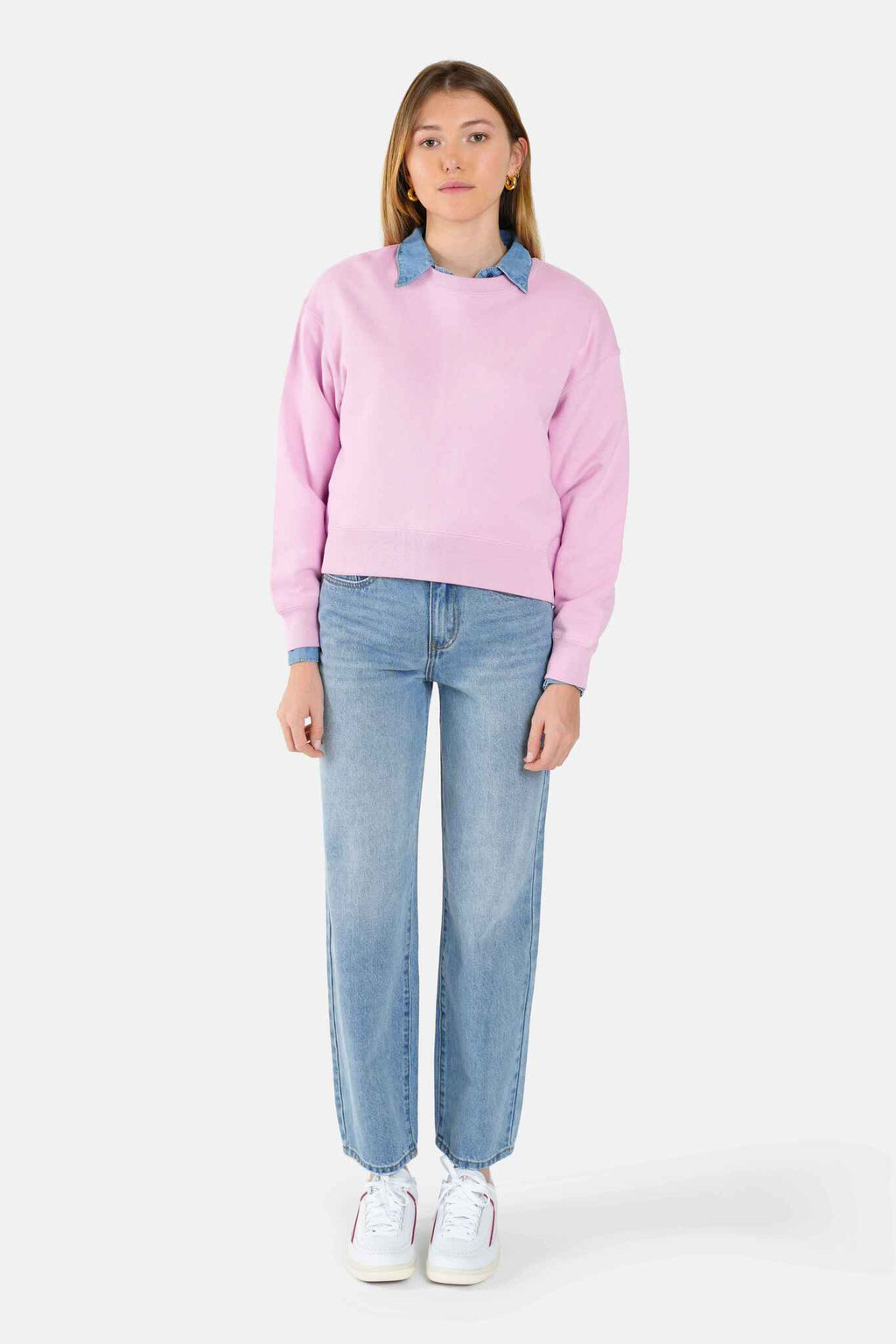 Jean baggy élégance décontractée et confort assuré LENA femme, BLUE, taille XS, porté par Lilou (1m75) – photo 3