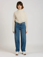 Jean baggy Élégance décontractée et confort assuré LENA femme, STONE, taille XS, porté par Sarah (1m72) – photo 4