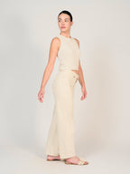 Jean baggy écru LENA femme, GREIGE, taille XS, porté par Mélissa (1m70) – photo 3