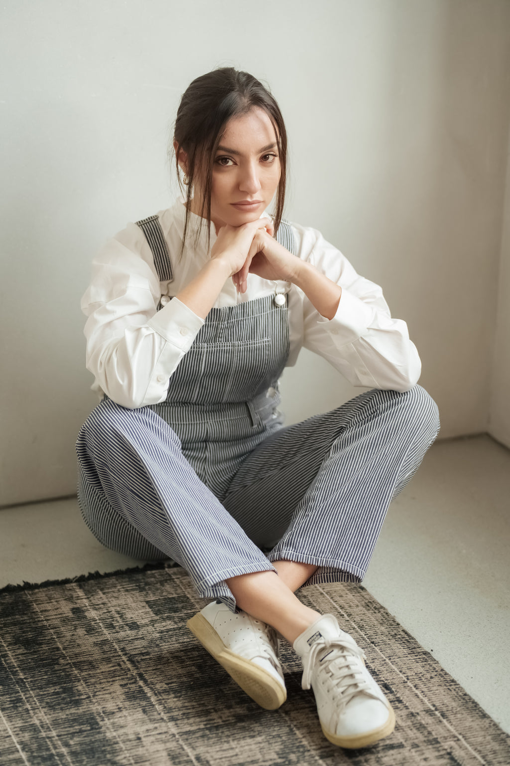 Salopette marine DESIRE STRIPE femme, NAVY, taille XS, porté par Mathilde (1m72) – photo 3