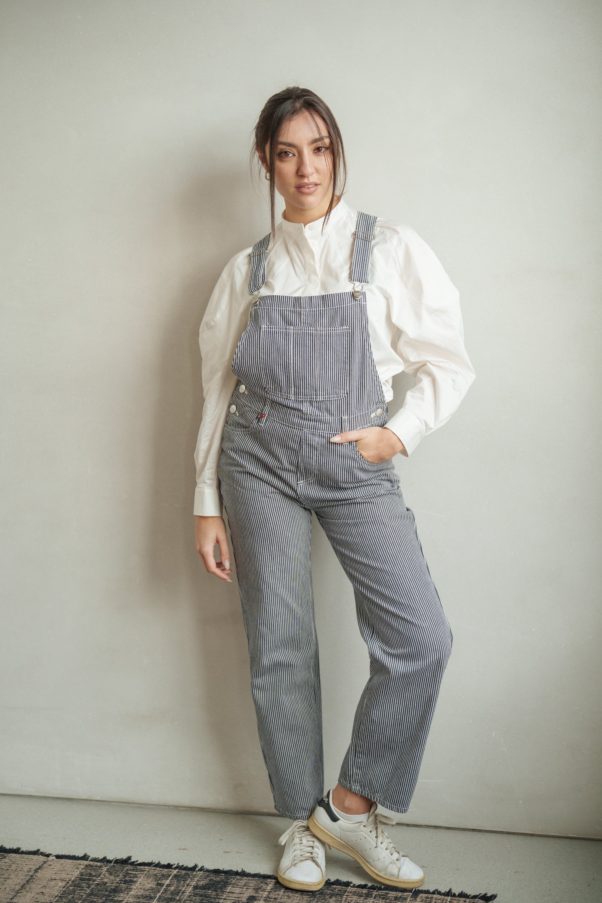 Salopette marine DESIRE STRIPE femme, NAVY, taille XS, porté par Mathilde (1m72) – photo 5