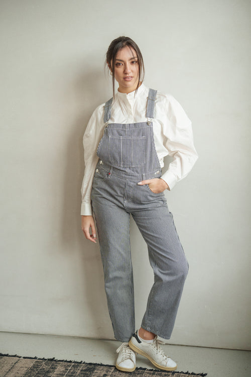 Salopette marine DESIRE STRIPE femme, NAVY, taille XS, porté par Mathilde (1m72) – photo 5