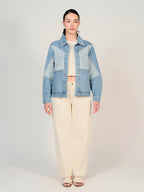 Veste en jean bleu VANNY femme, BLUE, taille XS, porté par Mélissa (1m70) – photo 4