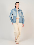 Veste en jean bleu VANNY femme, BLUE, taille XS, porté par Mélissa (1m70) – photo 5