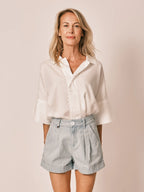 Short à pinces bleu AMELIA STRIPE