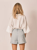 Short à pinces bleu AMELIA STRIPE