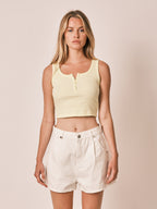 AMELY white high-waisted loose denim shorts