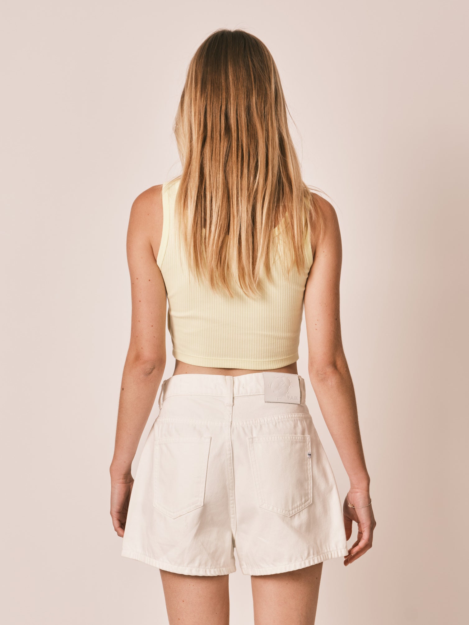 Short ample en jean taille haute blanc AMELY