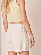 AMELY white high-waisted loose denim shorts