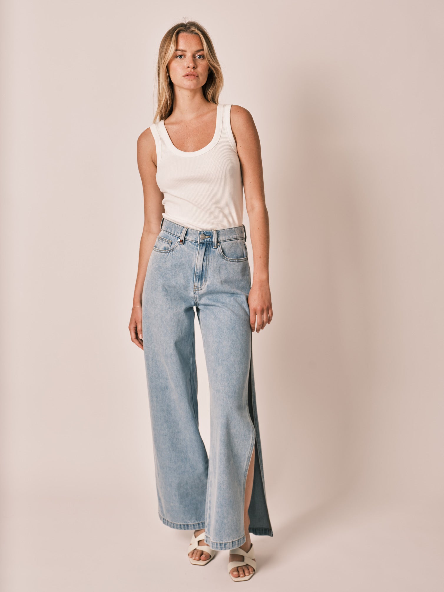 APRIL Blue Wide Jeans 