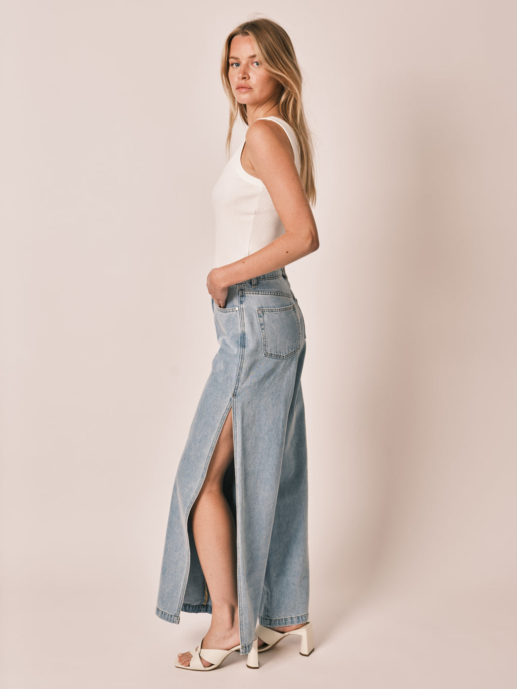 APRIL Blue Wide Jeans 