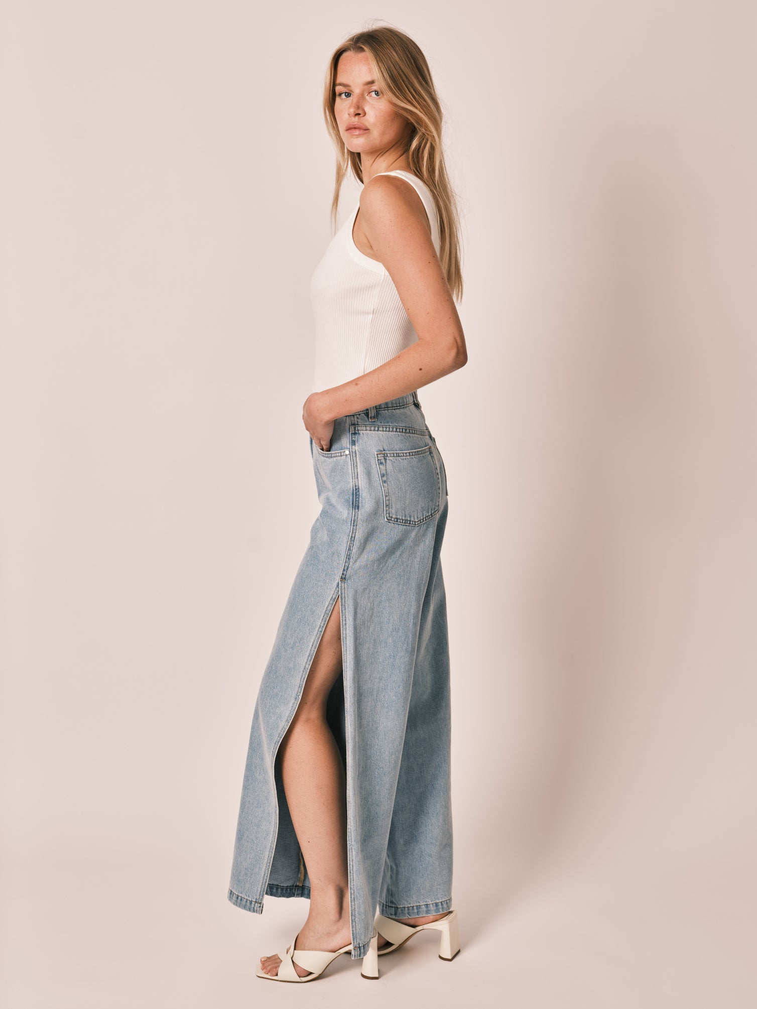 APRIL Blue Wide Jeans 